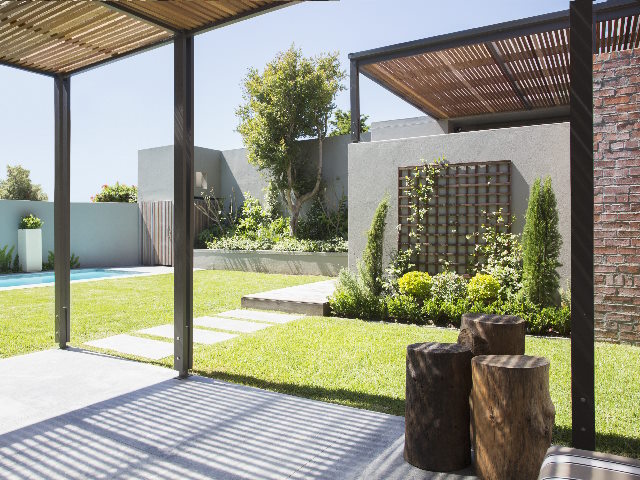 sunny modern backyard